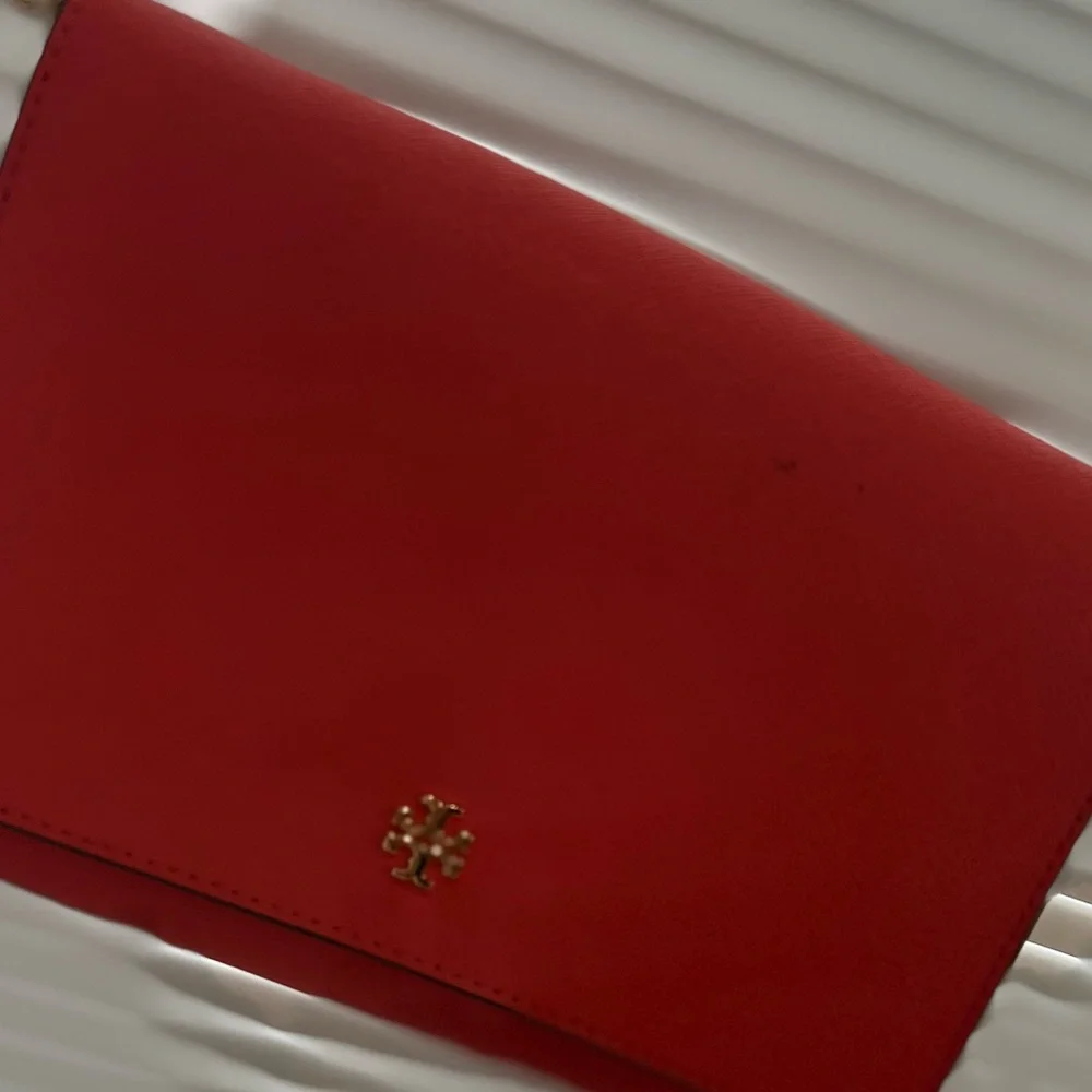 Tory Burch bright orange crossbody bag gold chain